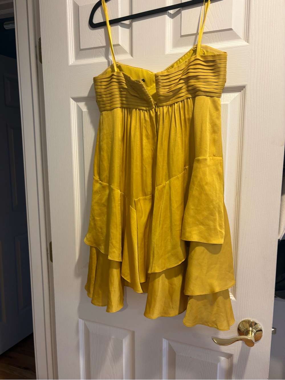 BCBGMaxAzria Yellow Strapless Tiered Sundress